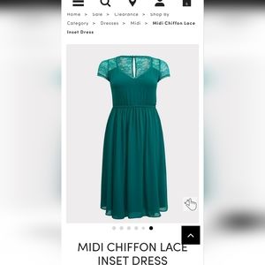 Torrid midi chiffon lace insert dress